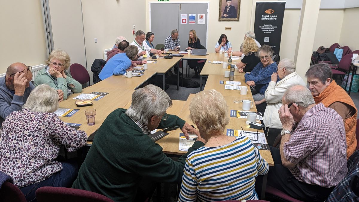 A face to face group sight loss training session in Shrewsbury