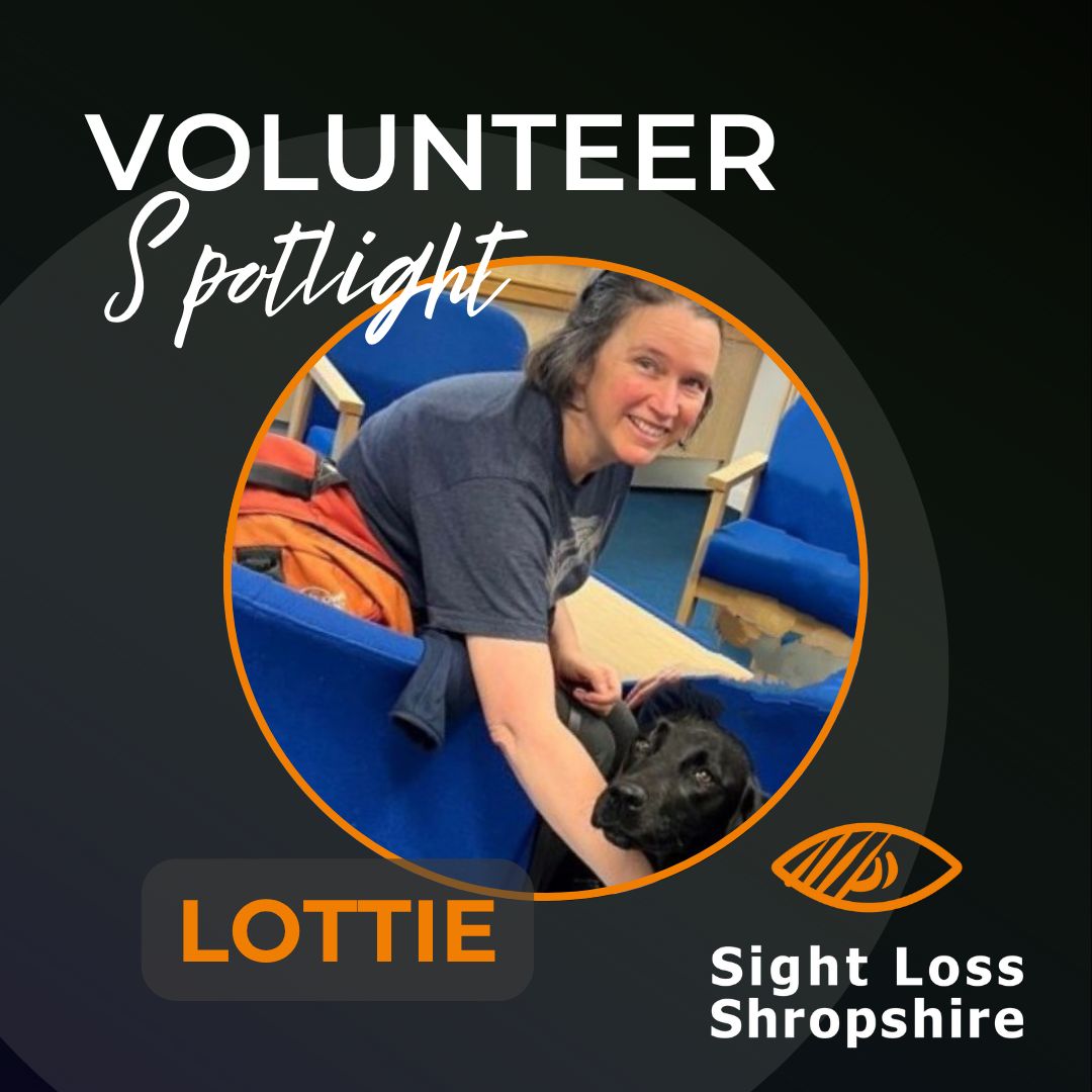Lottie, a Sight Loss Shropshire volunteer, with her guide dog.
