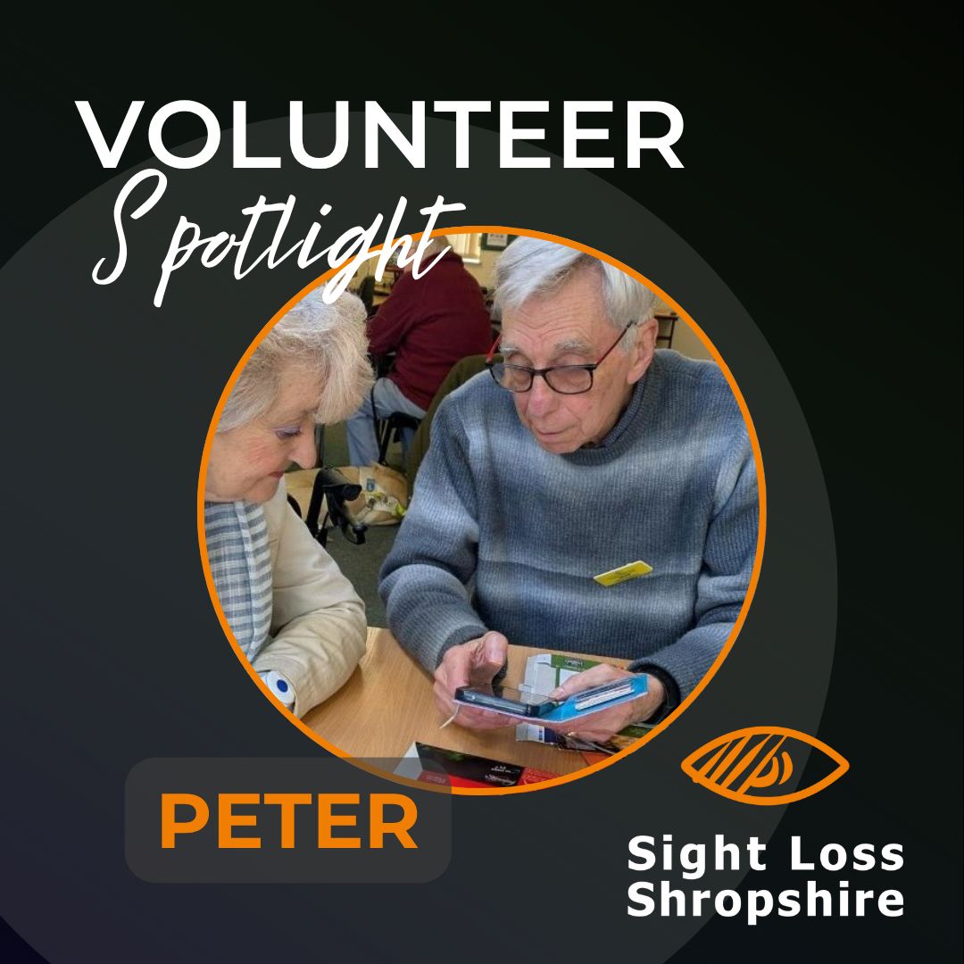Peter, a Sight Loss Shropshire volunteer, at a tech training session.