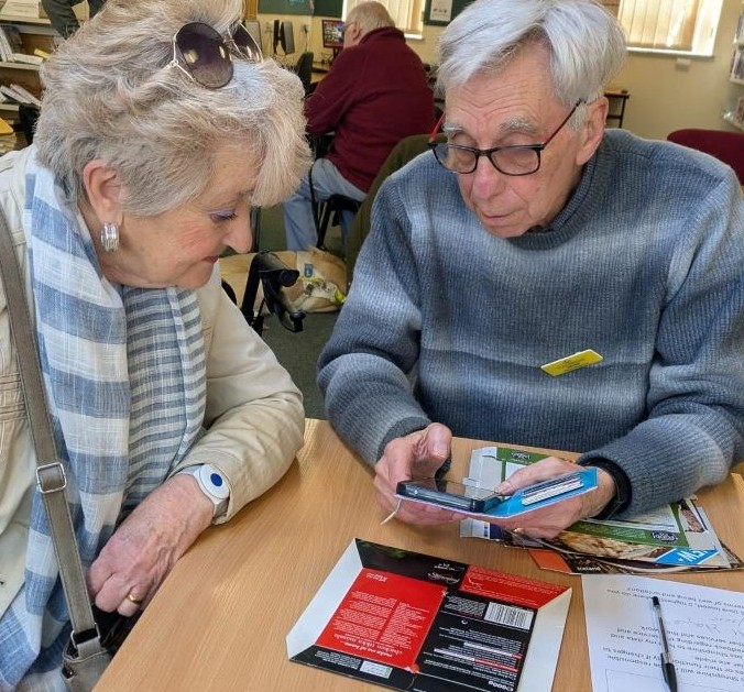 Volunteer – Peter Peter, a Sight Loss Shropshire volunteer, at a tech training session.