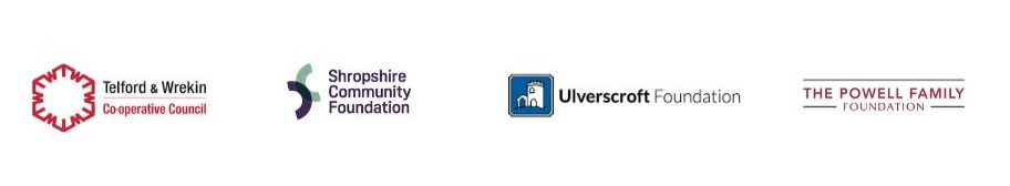 Website CYP Activities – CYP ACTIVITIES – 1 (5) Telford & Wrekin Council logo, Shropshire Community Foundation logo, The Ulverscroft Foundation logo & The Powell Family Foundation logo.