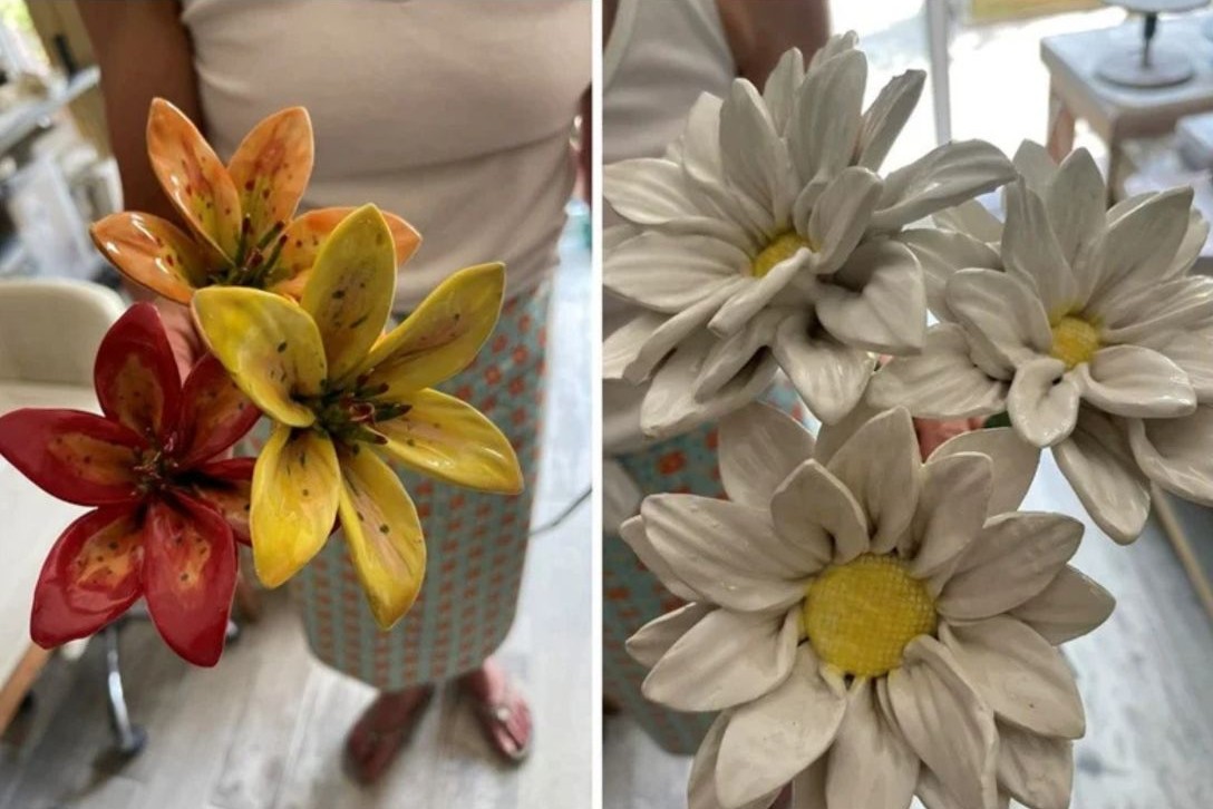 Handmade ceramic daisies & lilies
