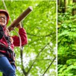 Young person enjoying a rope walk activity