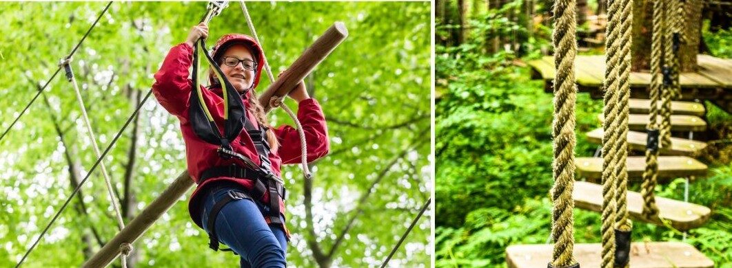 Young person enjoying a rope walk activity