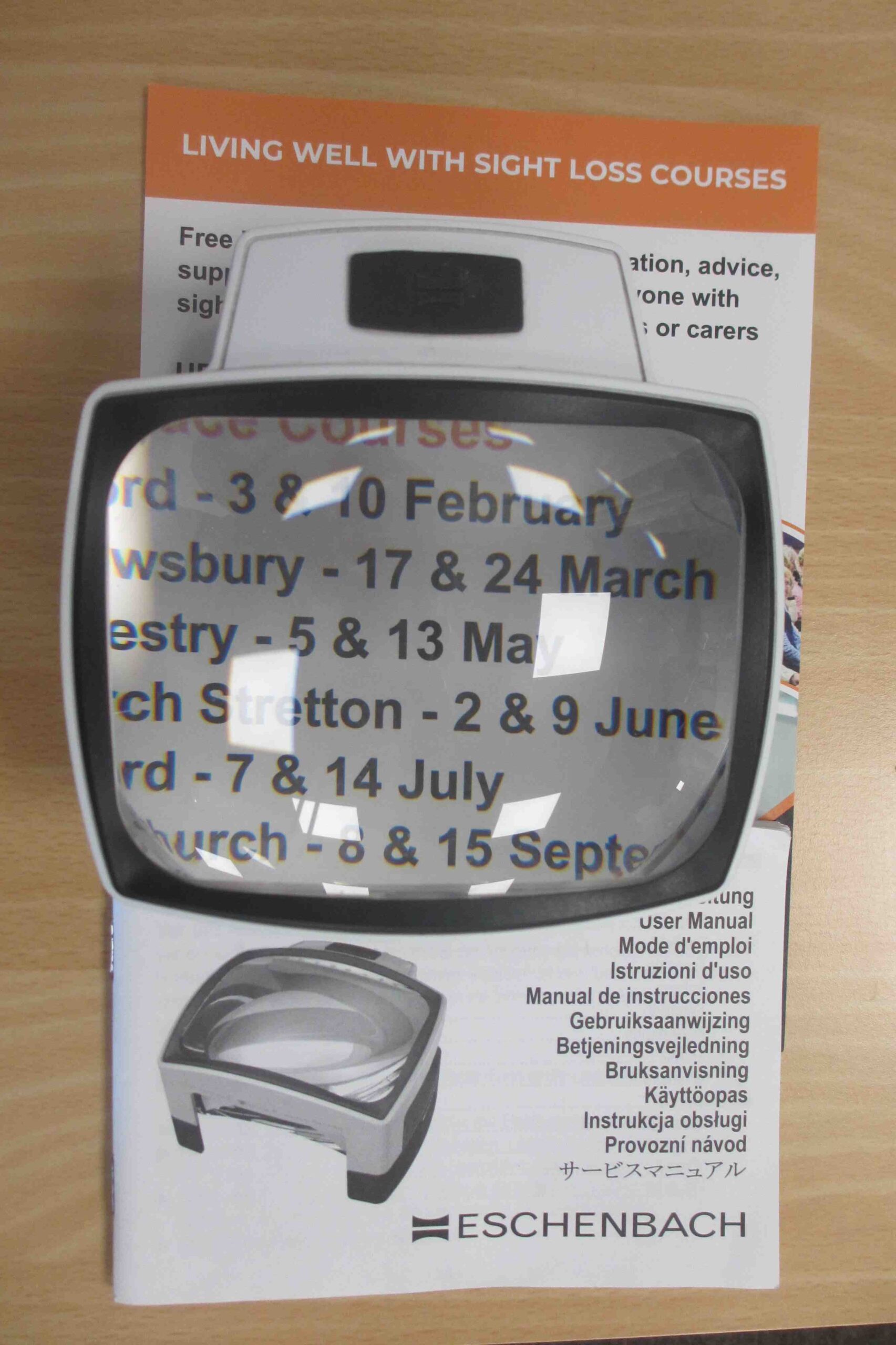 Stand magnifier for reading or viewing pictures etc.