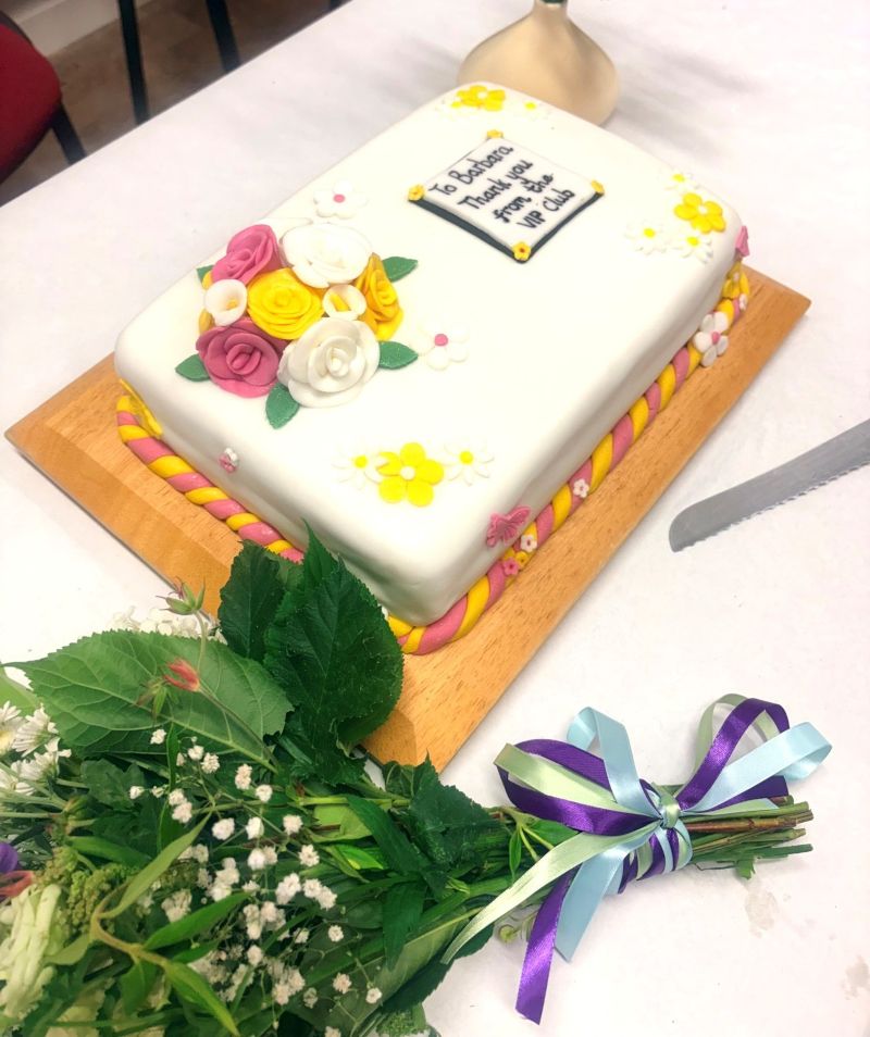 Celebration cake for Barbara from Market Drayton VIP Group