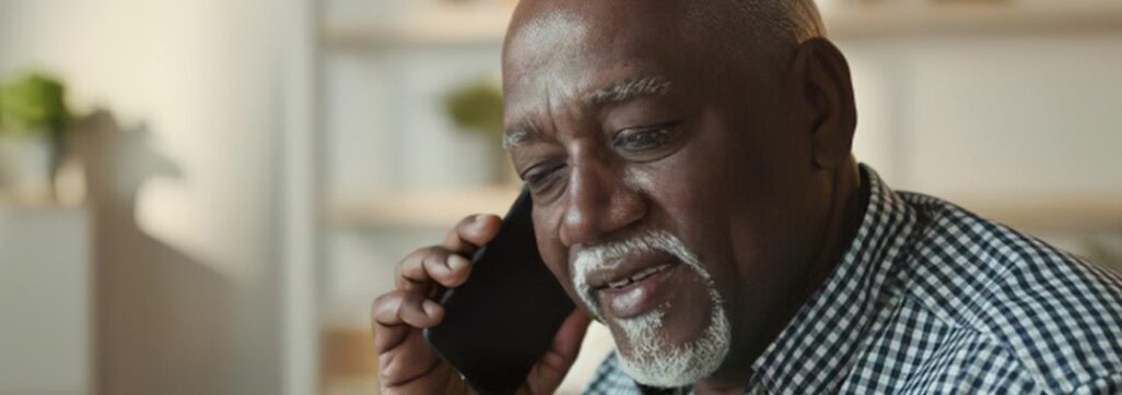 Man listening on phone.