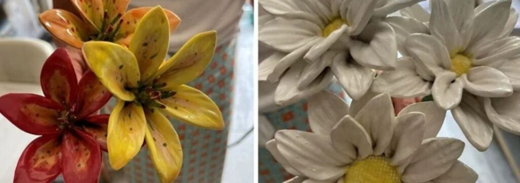 Handmade ceramic daisies & lilies