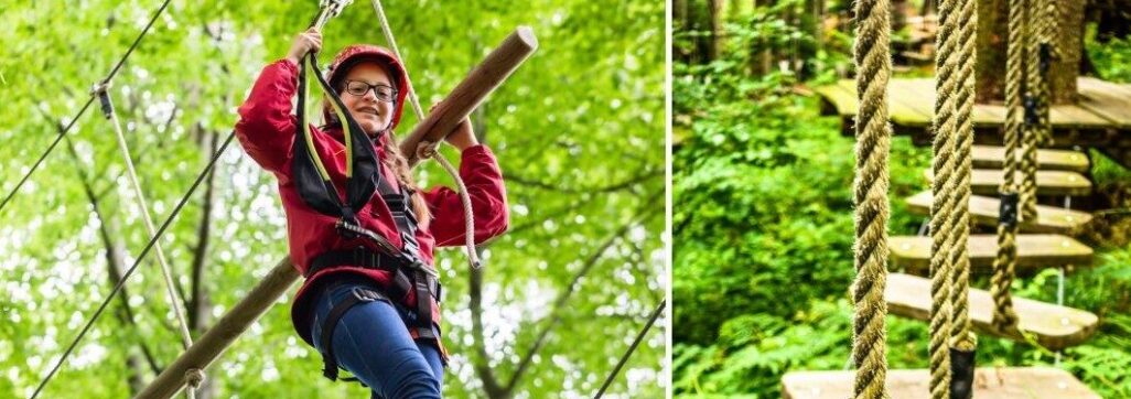 Young person enjoying a rope walk activity